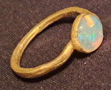 Load image into Gallery viewer, Handmade rustic opal and gold ring