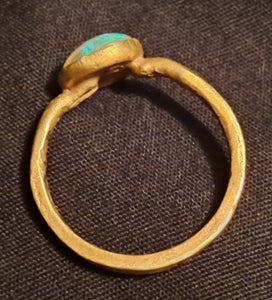 Handmade rustic opal and gold ring