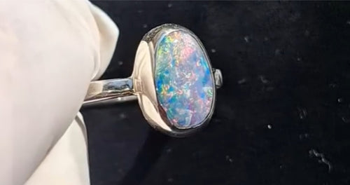 1.2ct white cliffs opal set in fine silver